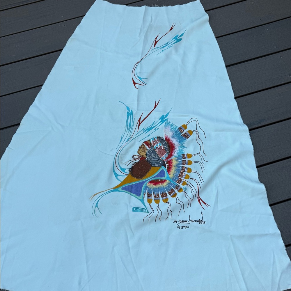 VTGE Southwest 1988 “AA Chiago The Hawk” Embroidered Textile Art by Grayce